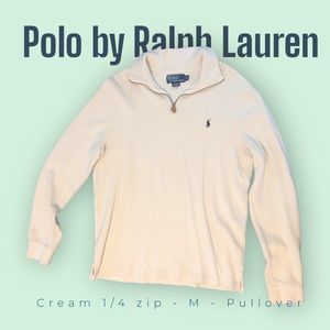 1/4 Zip Polo by Ralph Lauren Cream Pullover